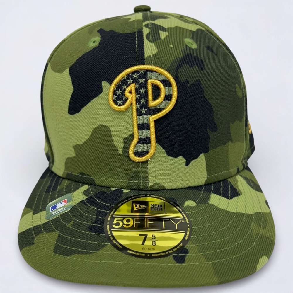Philadelphia Phillies 2022 Armed Forces Hat Cap Fitted Size 7-5/8 Camo New Era